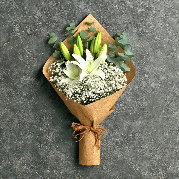 Moonlit Whisper — White Lily & Baby’s Breath